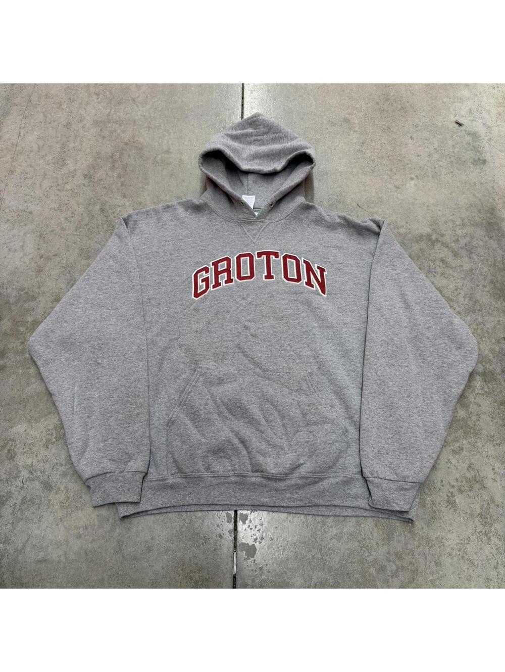 vintage groton school russell athletics grey collegiate hoodie size xl